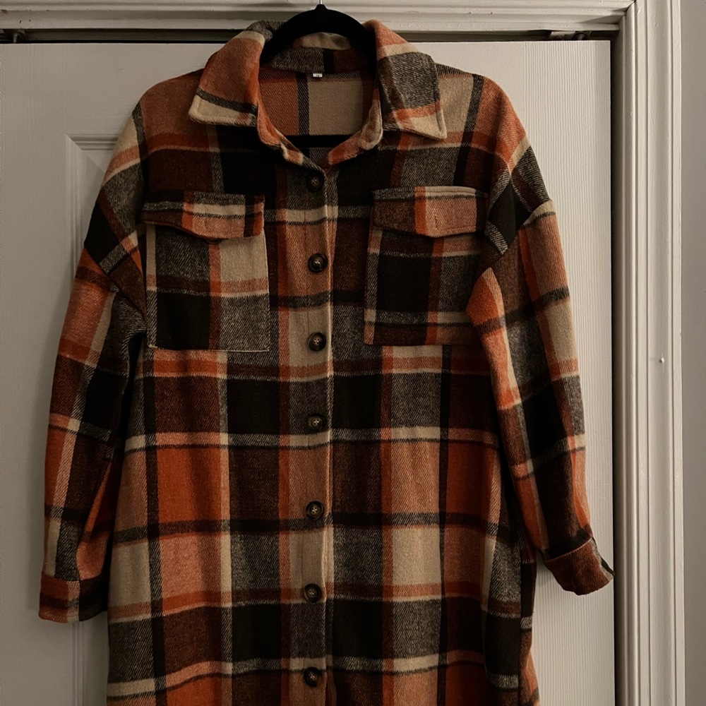 Plaid Button-Up Shirt Jacket